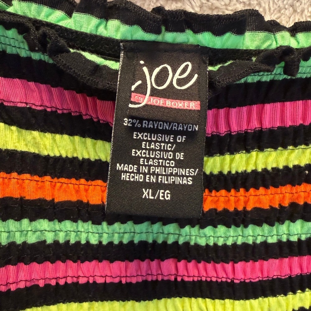 Joe Boxer Y2K Neon‎ Rainbow Stripe Tube Dress XL Mall Goth Scenecore Emo 2000s - Picture 3 of 9